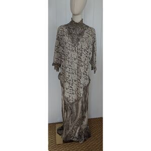 Vintage Pat Dahnke 2 Piece Lace Set - Boho Western Wedding Wear - Cognac - M